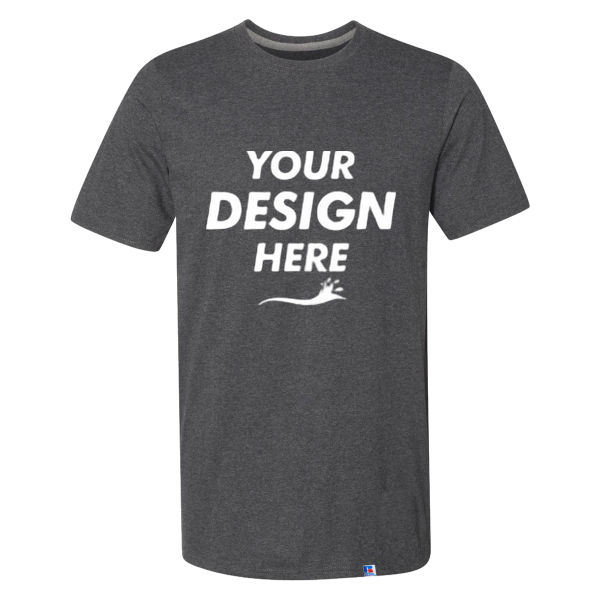 Russell Athletic Unisex Dri Power® CVC Performance T-Shirt, Black Heather, Front view, Mockup