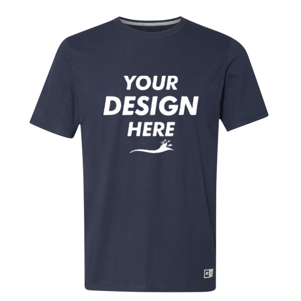 Russell Athletic Unisex Dri Power® CVC Performance T-Shirt, Navy, Front view, Mockup