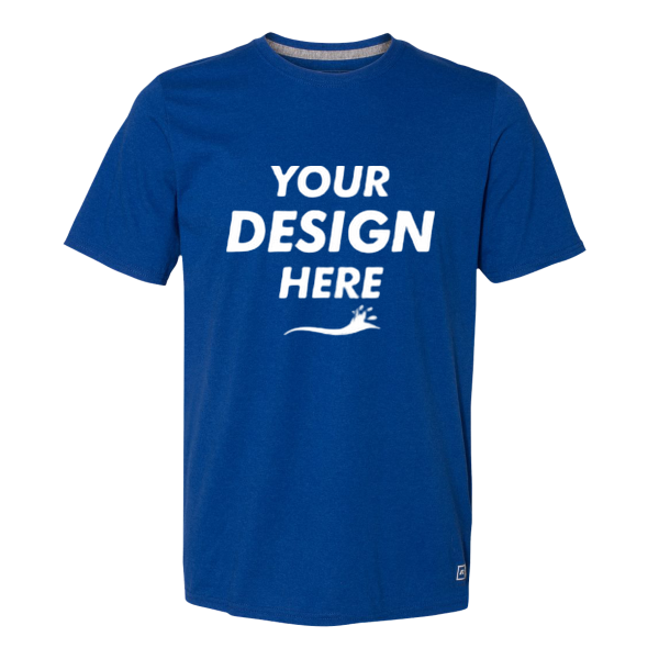 Russell Athletic Unisex Dri Power® CVC Performance T-Shirt, Royal, Front view, Mockup
