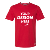 Russell Athletic Unisex Dri Power® CVC Performance T-Shirt, True Red, Front view, Mockup