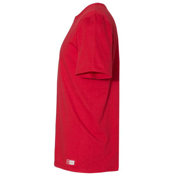 Russell Athletic Unisex Dri Power® CVC Performance T-Shirt, True Red, Left Sleeve view
