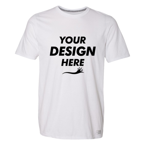 Russell Athletic Unisex Dri Power® CVC Performance T-Shirt, White, Front view, Mockup