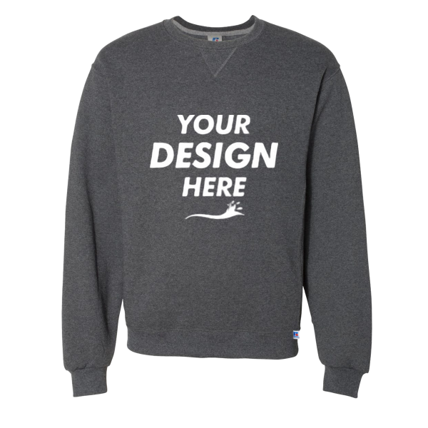 Russell Athletic Unisex Dri Power® Crewneck Sweatshirt, Black Heather, Front view, Mockup