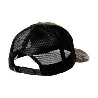 Russell Outdoors Camo Snapback Trucker Cap, Mossy Oak New Break Up / Deep Black, Back view