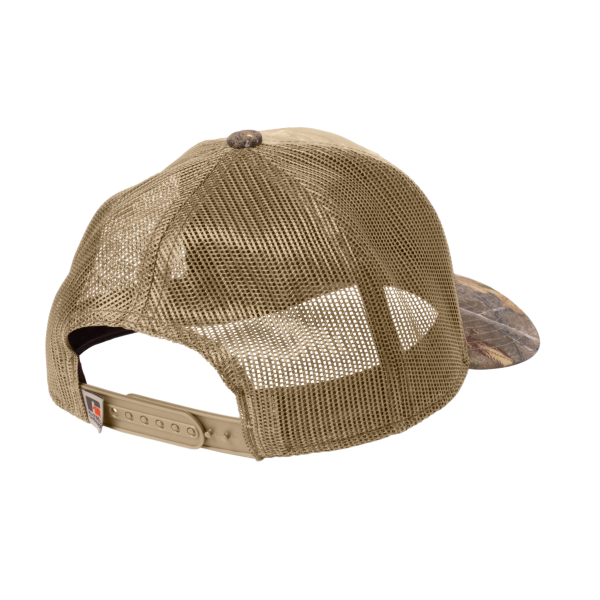 Russell Outdoors Camo Snapback Trucker Cap, Realtree Edge / Coyote Brown, Back view