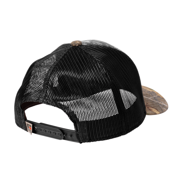 Russell Outdoors Camo Snapback Trucker Cap, Realtree Edge / Deep Black, Back view