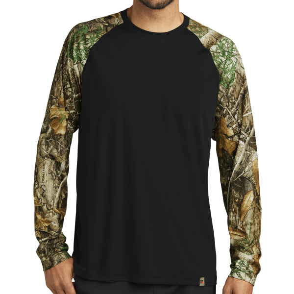 Russell Outdoors Realtree ® Colorblock Performance Long Sleeve Tee, Black / Realtree Edge, Front view