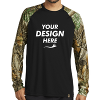 Russell Outdoors Realtree ® Colorblock Performance Long Sleeve Tee, Black / Realtree Edge, Front view, Mockup