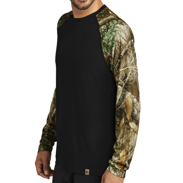 Russell Outdoors Realtree ® Colorblock Performance Long Sleeve Tee, Black / Realtree Edge, Left Sleeve view