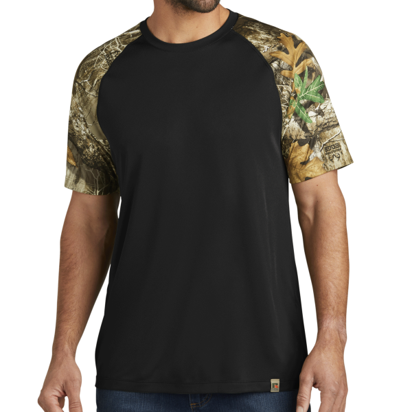 Russell Outdoors Realtree ® Colorblock Performance Tee, Black / Realtree Edge, Front view