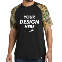 Russell Outdoors Realtree ® Colorblock Performance Tee, Black / Realtree Edge, Front view, Mockup