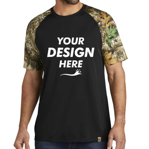 Russell Outdoors Realtree ® Colorblock Performance Tee, Black / Realtree Edge, Front view, Mockup