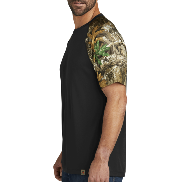 Russell Outdoors Realtree ® Colorblock Performance Tee, Black / Realtree Edge, Left Sleeve view