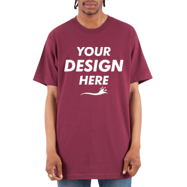 Shaka Wear Unisex Active T-Shirt, Burgundy, Front view, Mockup