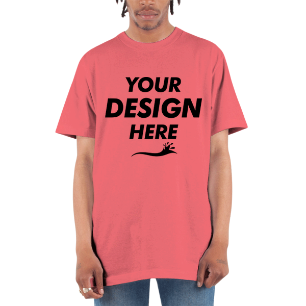 Shaka Wear Unisex Active T-Shirt, Coral, Front view, Mockup