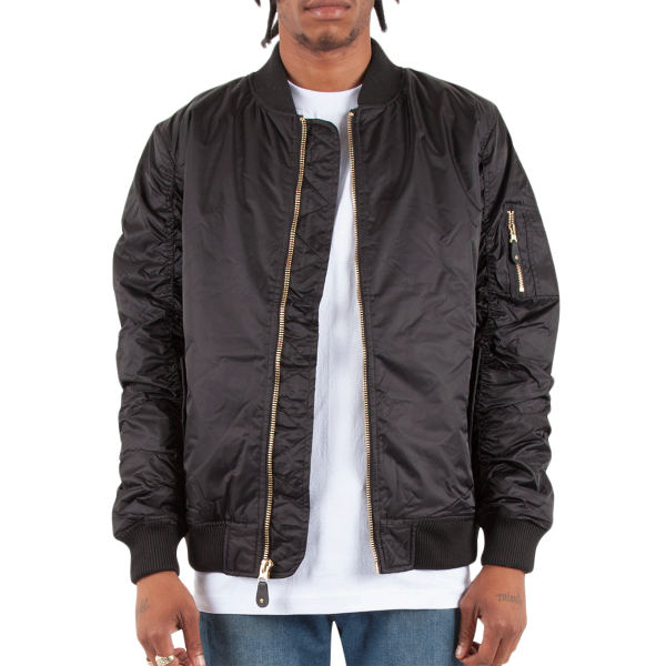 Shaka Wear Unisex Bomber Jacket, Black, Front view