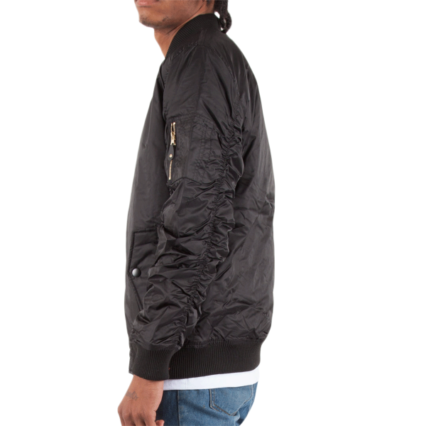 Shaka Wear Unisex Bomber Jacket, Black, Left Sleeve view