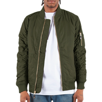 Shaka Wear Unisex Bomber Jacket, Olive, Front view
