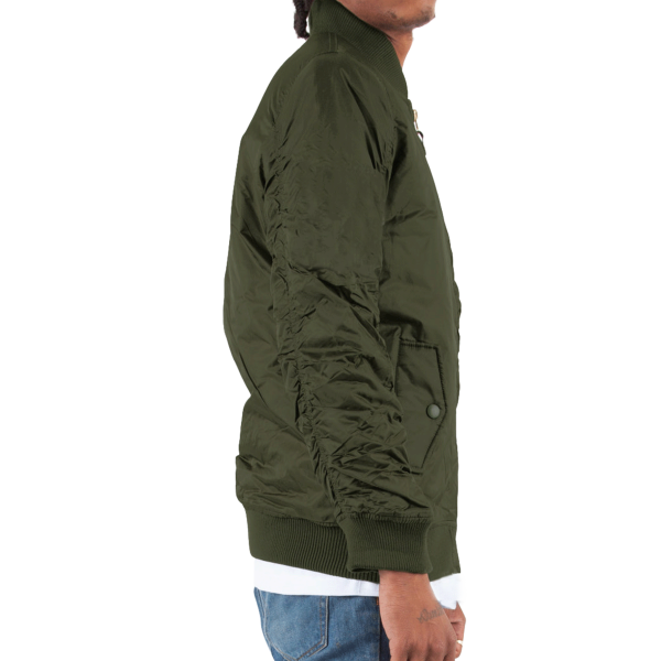 Shaka Wear Unisex Bomber Jacket, Olive, Right Sleeve view