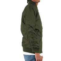 Shaka Wear Unisex Bomber Jacket, Olive, Right Sleeve view