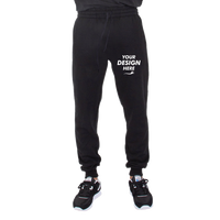 Shaka Wear Unisex Fleece Joggers, Black, Front view, Mockup
