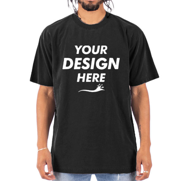 Shaka Wear Unisex Max Heavyweight Garment-Dyed T-Shirt, Black, Front view, Mockup