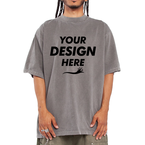 Shaka Wear Unisex Max Heavyweight Garment-Dyed T-Shirt, Cement, Front view, Mockup