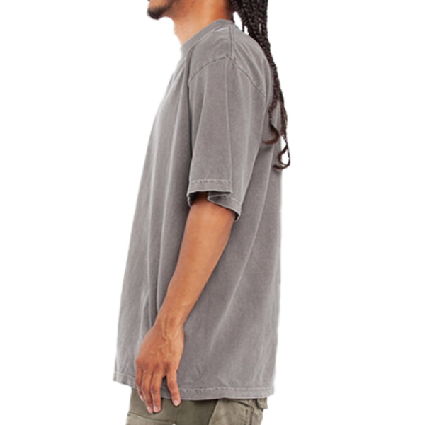 Shaka Wear Unisex Max Heavyweight Garment-Dyed T-Shirt, Cement, Left Sleeve view