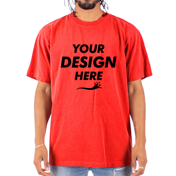 Shaka Wear Unisex Max Heavyweight Garment-Dyed T-Shirt, Cherry Tomato, Front view, Mockup