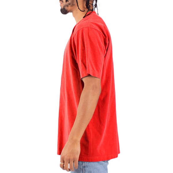 Shaka Wear Unisex Max Heavyweight Garment-Dyed T-Shirt, Cherry Tomato, Left Sleeve view