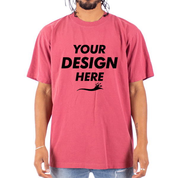 Shaka Wear Unisex Max Heavyweight Garment-Dyed T-Shirt, Clay Red, Front view, Mockup