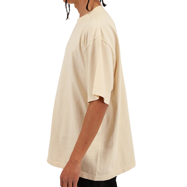 Shaka Wear Unisex Max Heavyweight Garment-Dyed T-Shirt, Cream, Left Sleeve view