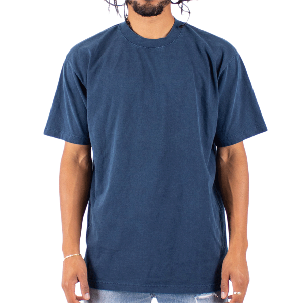 Shaka Wear Unisex Max Heavyweight Garment-Dyed T-Shirt, Midnight Navy, Front view