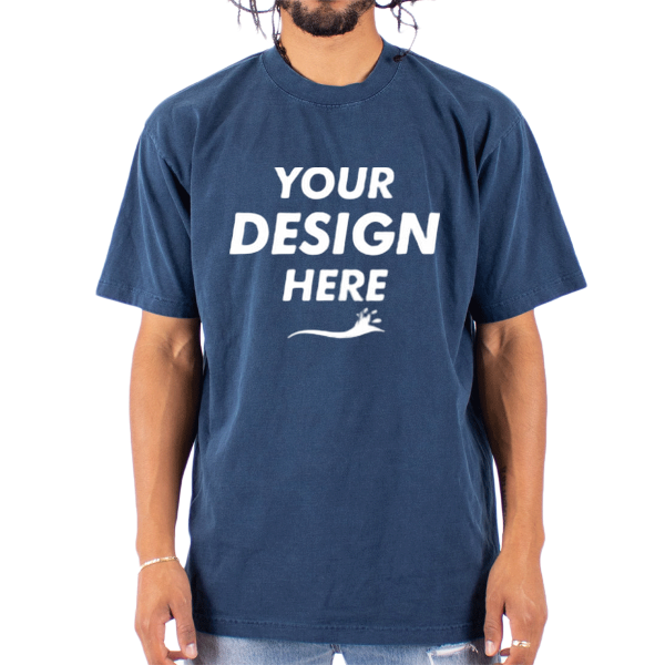 Shaka Wear Unisex Max Heavyweight Garment-Dyed T-Shirt, Midnight Navy, Front view, Mockup