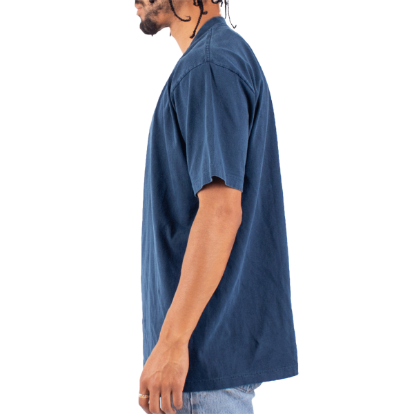 Shaka Wear Unisex Max Heavyweight Garment-Dyed T-Shirt, Midnight Navy, Left Sleeve view
