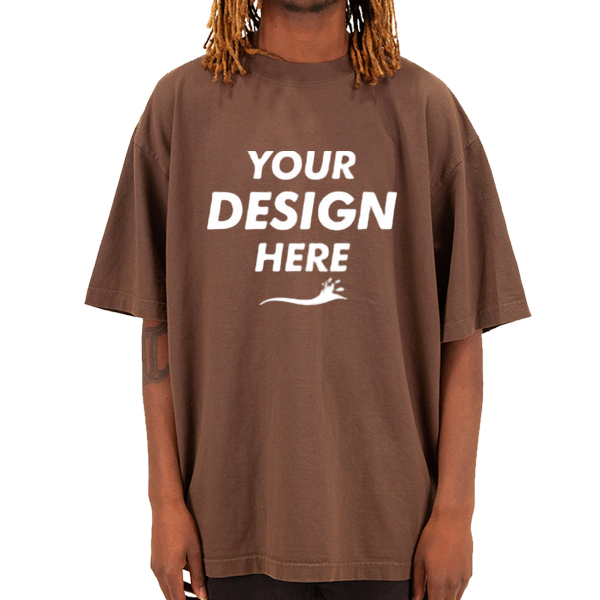 Shaka Wear Unisex Max Heavyweight Garment-Dyed T-Shirt, Mocha, Front view, Mockup