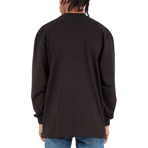 Shaka Wear Unisex Max Heavyweight Long Sleeve T-Shirt, Black, Back view