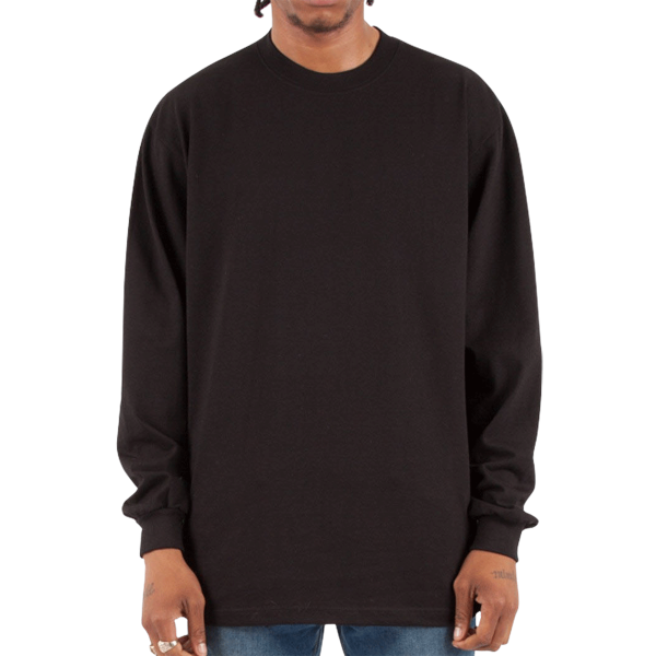 Shaka Wear Unisex Max Heavyweight Long Sleeve T-Shirt, Black, Front view