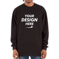 Shaka Wear Unisex Max Heavyweight Long Sleeve T-Shirt, Black, Front view, Mockup
