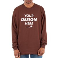 Shaka Wear Unisex Max Heavyweight Long Sleeve T-Shirt, Brown, Front view, Mockup