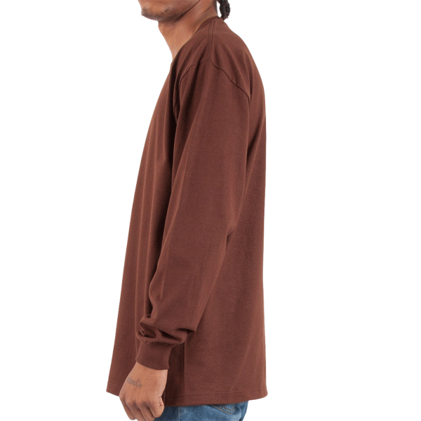 Shaka Wear Unisex Max Heavyweight Long Sleeve T-Shirt, Brown, Left Sleeve view
