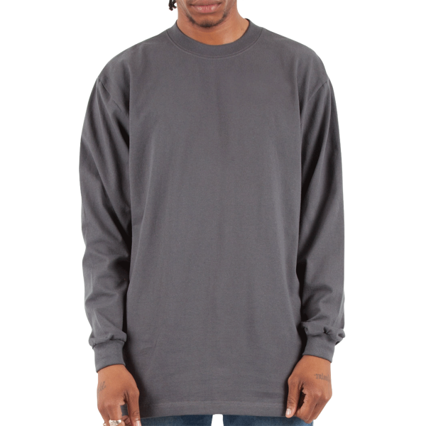 Shaka Wear Unisex Max Heavyweight Long Sleeve T-Shirt, Dark Grey, Front view