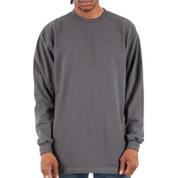 Shaka Wear Unisex Max Heavyweight Long Sleeve T-Shirt, Dark Grey, Front view