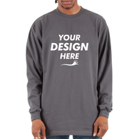 Shaka Wear Unisex Max Heavyweight Long Sleeve T-Shirt, Dark Grey, Front view, Mockup