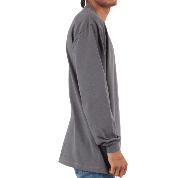 Shaka Wear Unisex Max Heavyweight Long Sleeve T-Shirt, Dark Grey, Right Sleeve view