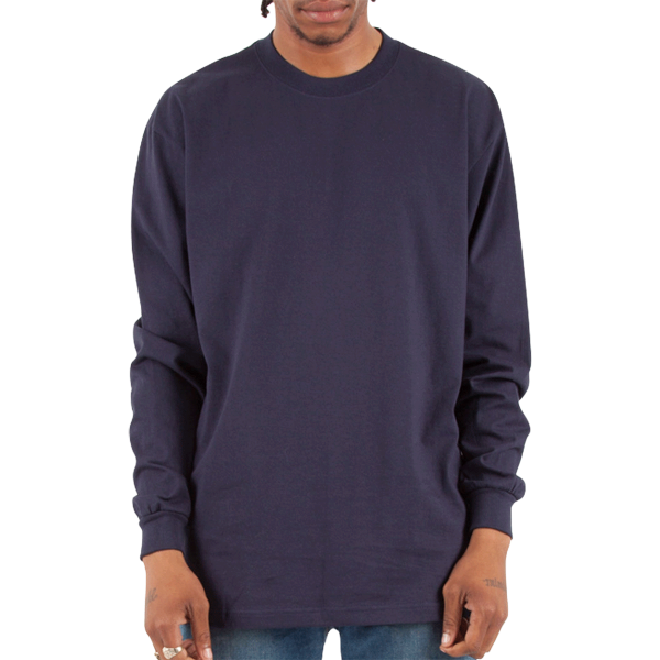 Shaka Wear Unisex Max Heavyweight Long Sleeve T-Shirt, Navy, Front view