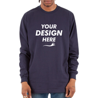 Shaka Wear Unisex Max Heavyweight Long Sleeve T-Shirt, Navy, Front view, Mockup