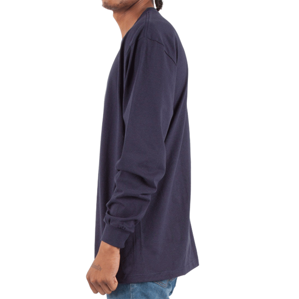 Shaka Wear Unisex Max Heavyweight Long Sleeve T-Shirt, Navy, Left Sleeve view