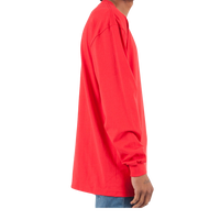 Shaka Wear Unisex Max Heavyweight Long Sleeve T-Shirt, Red, Right Sleeve view
