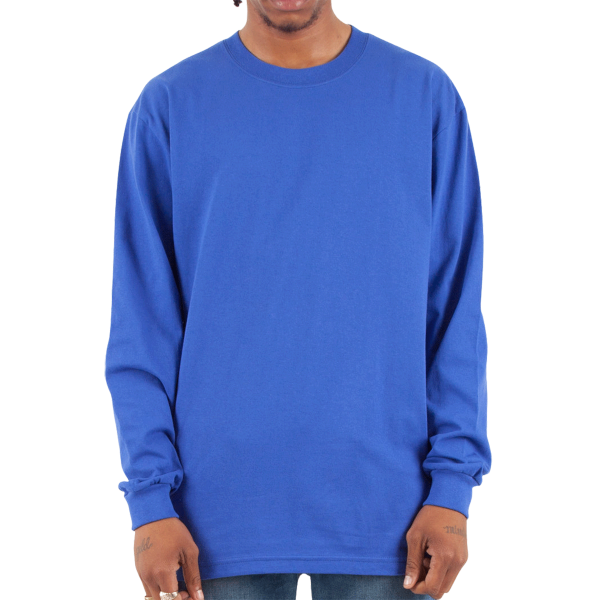 Shaka Wear Unisex Max Heavyweight Long Sleeve T-Shirt, Royal, Front view